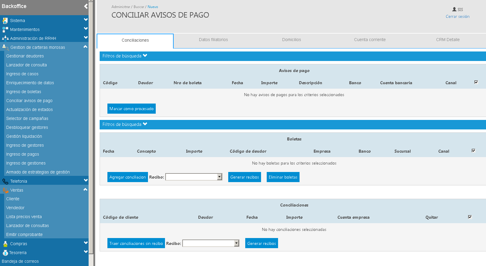 Conciliación de pagos Conciliación de pagos